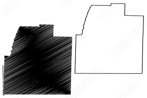 Columbia County, Arkansas (U.S. county, United States of America,USA, U.S., US) map vector illustration, scribble sketch Columbia map