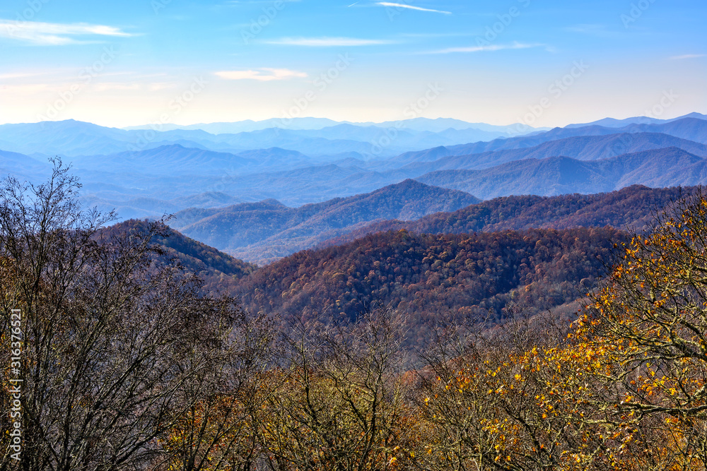 Landscape of Blue Ridge Mountains In North Carolina