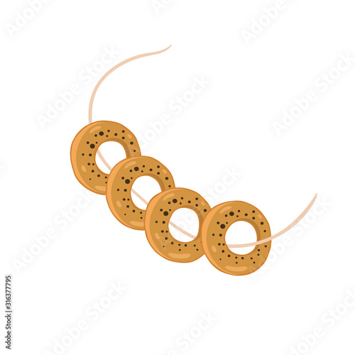 Russian bagels isolated on a white background. Vector graphics.