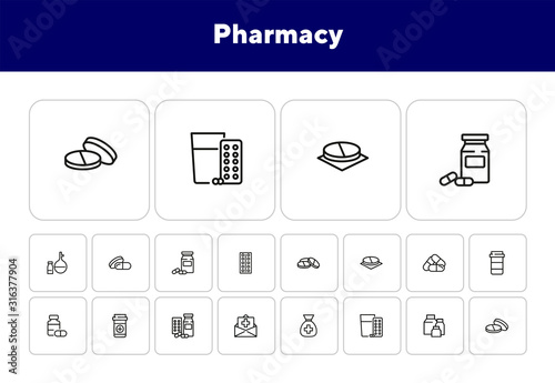 Pharmacy icon set. Drugstore concept. Vector illustration can be used for topics like apothecary, pharmaceuticals, medicine