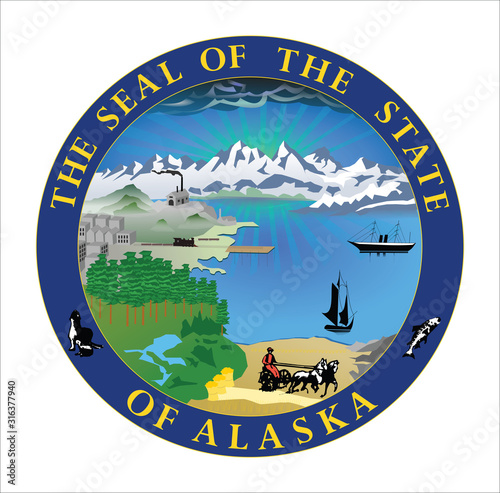 Vector of beautiful Alaska state seal.