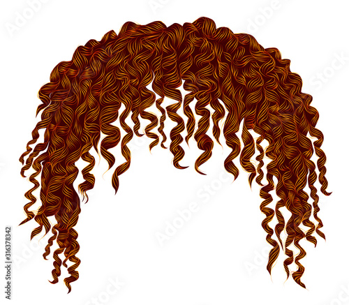 trendy curly disheveled african red hair  .  realistic  3d . fashion beauty style .unisex women  men