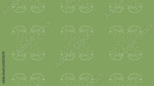 グリーンの植物風パターン背景素材