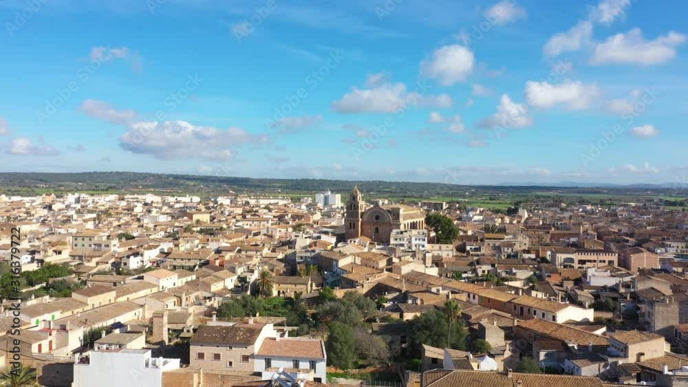 Old town of Campos in Mallorca, Spain, view from drone Old town of Campos in Mallorca, Spain, view from drone