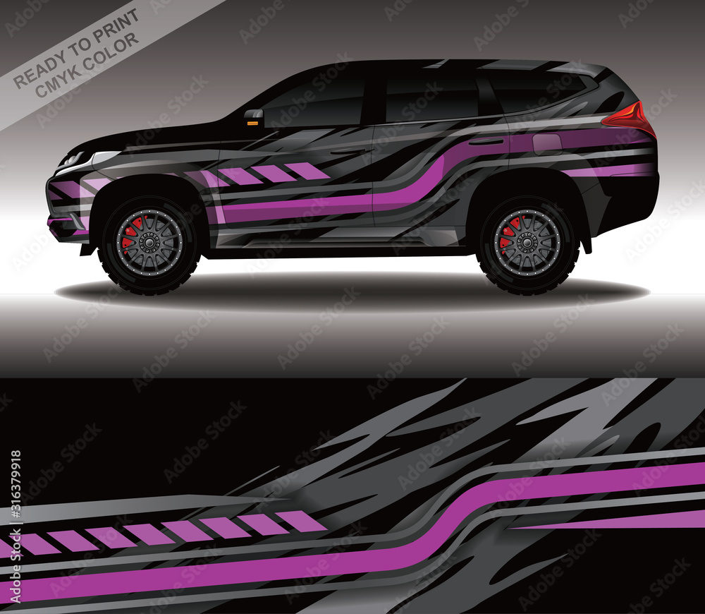 Car wrap decal design vector, custom livery race rally car vehicle sticker and tinting.