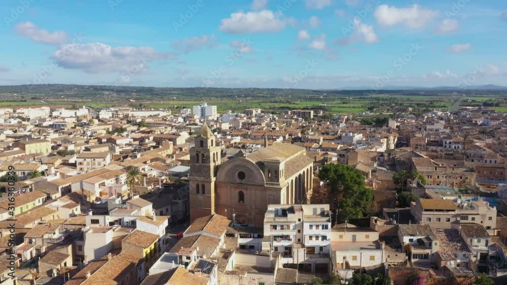 Old town of Campos in Mallorca, Spain, view from drone Old town of Campos in Mallorca, Spain, view from drone