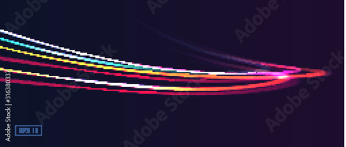 Abstract vector background with light glow lines in speed motion composition
