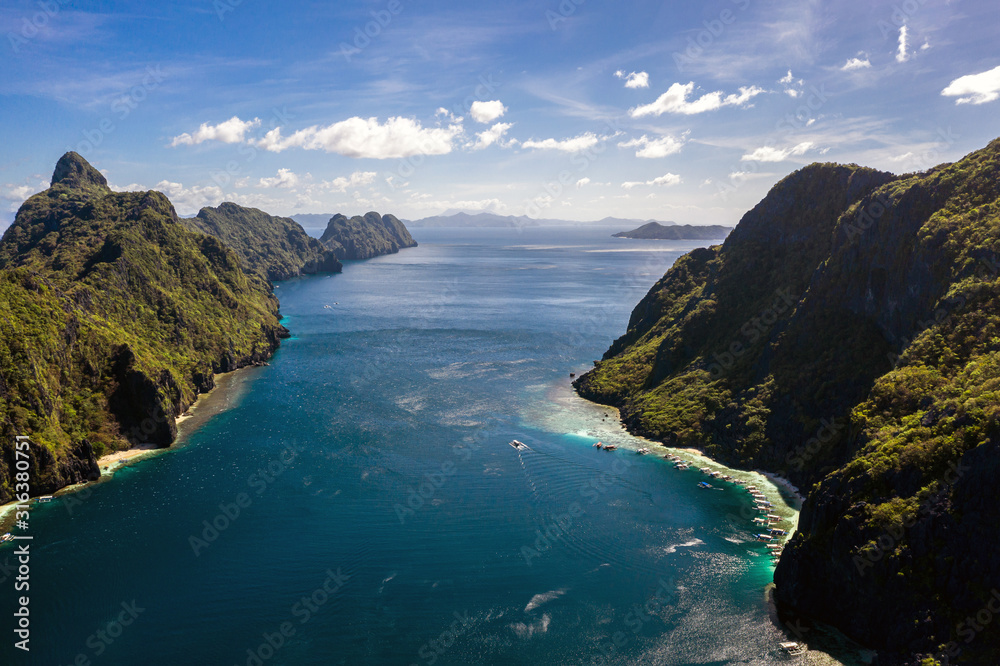 Top view of Helicopter Dilumacad island. Beautiful Philippines, El Nido, Palawan - Tour C