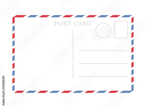 Blank template of a backside of travel postcard