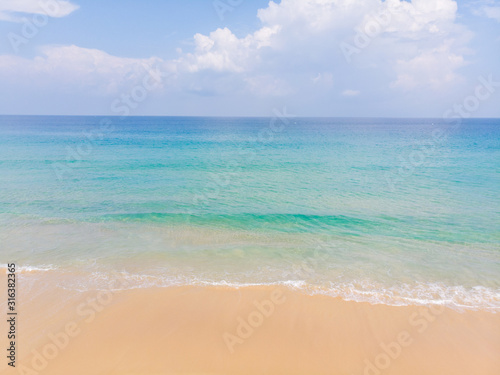Aerial view summer sea beach wave white sand copy space © themorningglory