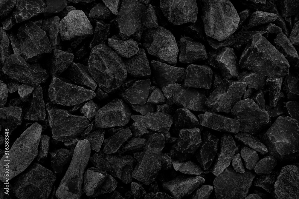 Natural fire ashes with dark grey black coals texture. It is a flammable black hard rock. Space for text.