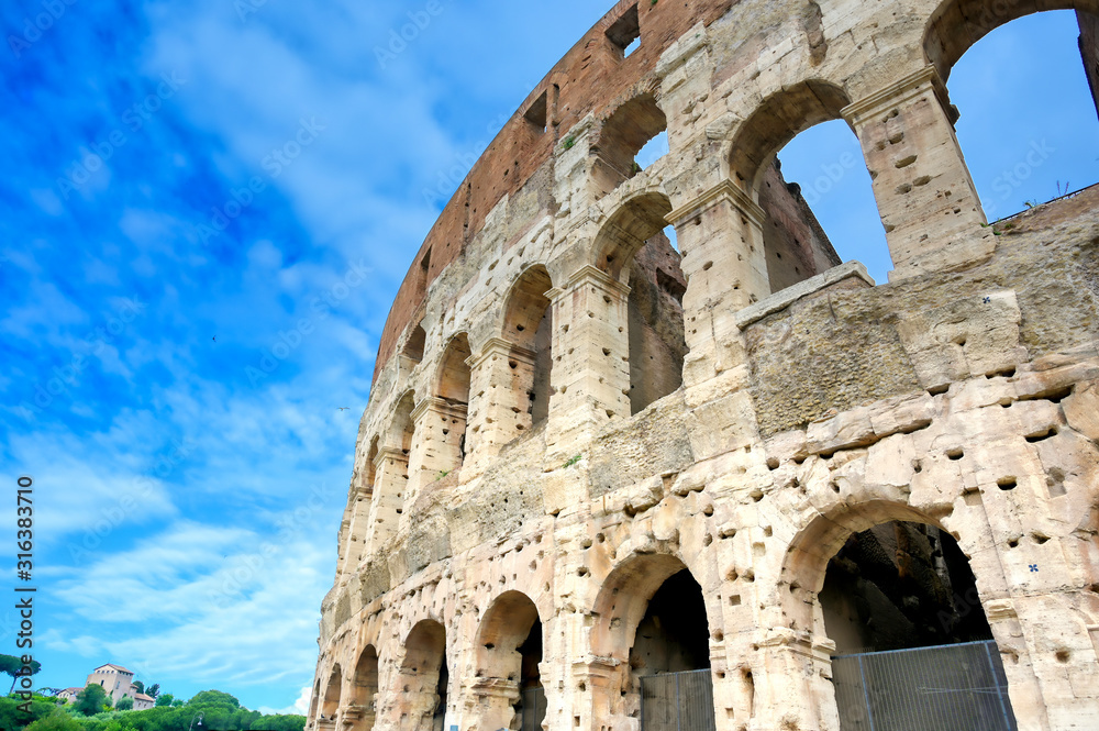 The Colosseum located in Rome, Italy.