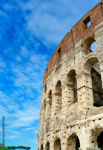 The Colosseum located in Rome, Italy.