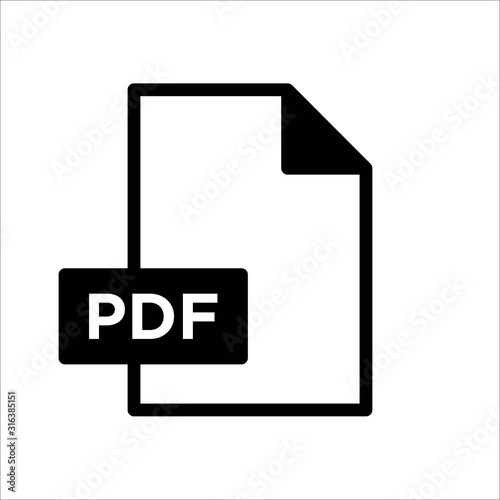 flat sign of pdf download icon button isolated on white background
