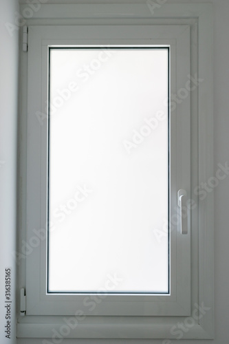 Obraz na płótnie Single tilt and turn aluminum thermal break window with vertical fly screen and rolling shutter, casement window with European groove mechanism w salonie