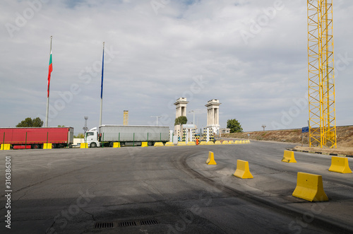 Bridge over the Danube River connecting Bulgarian and Romanian banks between Ruse and Giurgiu cities