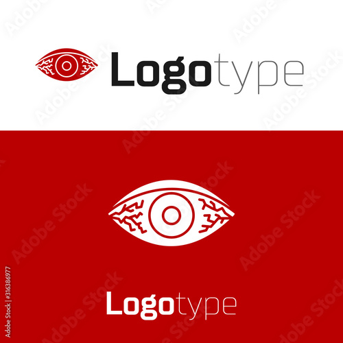 Red Reddish eye due to viral, bacterial or allergic conjunctivitis icon isolated on white background. Logo design template element. Vector Illustration