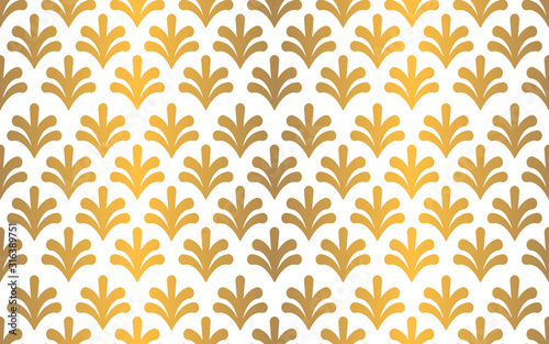 Art Deco Seamless Pattern. Golden luxury vintage background. Fan scales ornaments. Geometric decorative retro papers. Vector 1920s design. Vintage illustration.