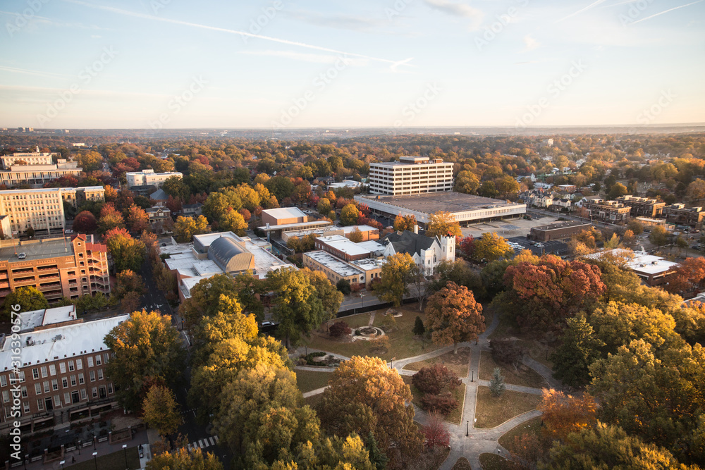 Aerial view of urban Raleigh North Carolina