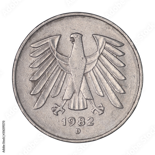 Obraz na płótnie German five mark coin from 1982