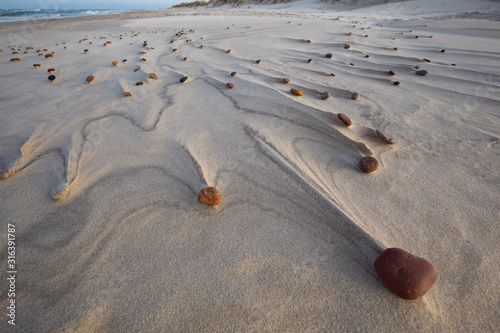 Obraz na płótnie Beautiful patterns created by the wind on the beach in the Slowinski National Park. Czolpino, Leba, Poland. w salonie