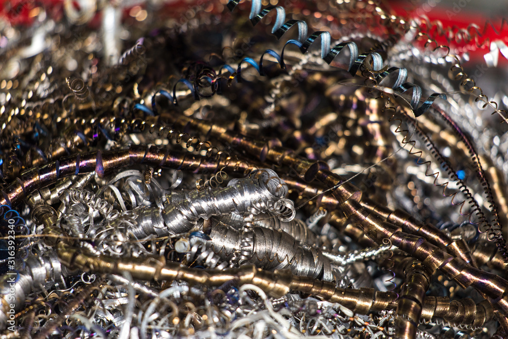 Metal shavings close-up. Metal shavings close-up.
