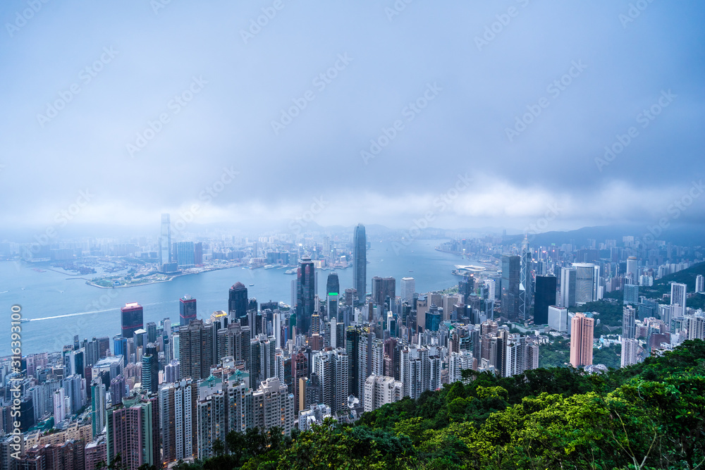overlooking Hong Kong on mountain
