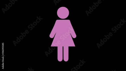 feminism concept woman female symbol transformed from male on black background alpha channel