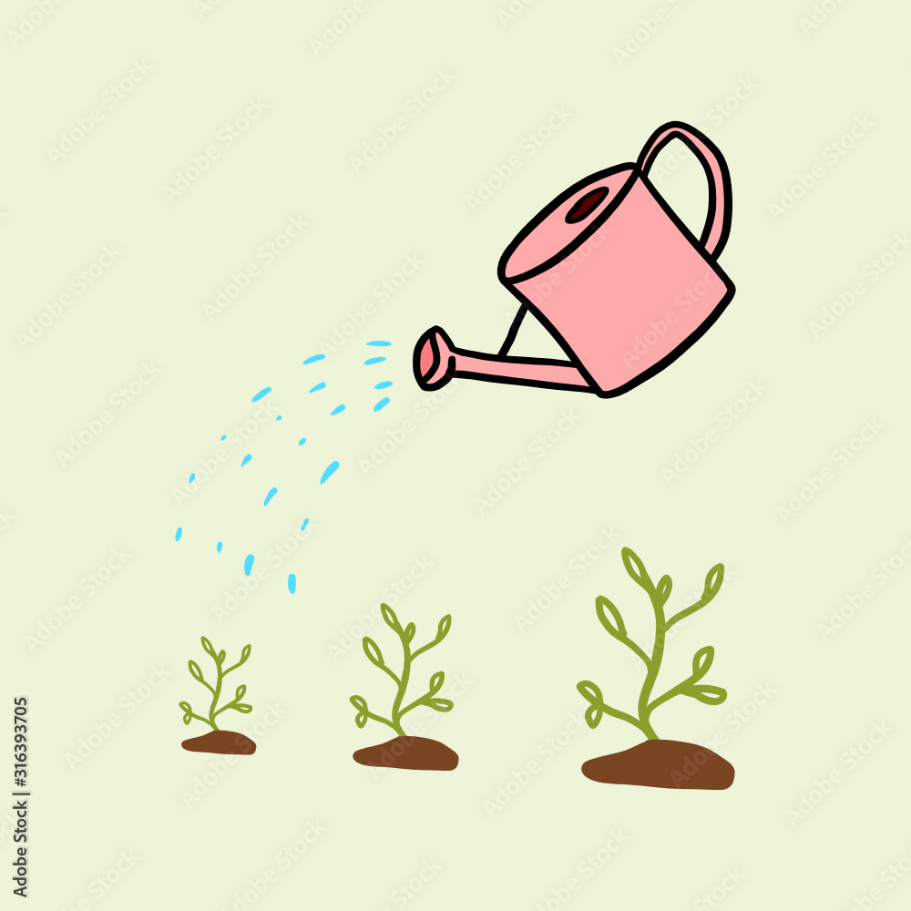 Doodle style line drawing hands of the farmer are planting and watering  plant into the soil Using hands to water the plant Agriculture ecology  concept nature concept vector 10476477 Vector Art at