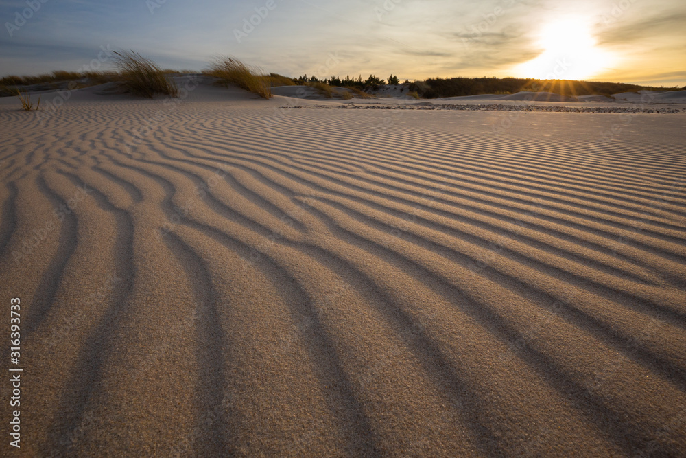 Sand waves on sand dunes in the Slowinski National Park. Czolpino, Leba, Poland