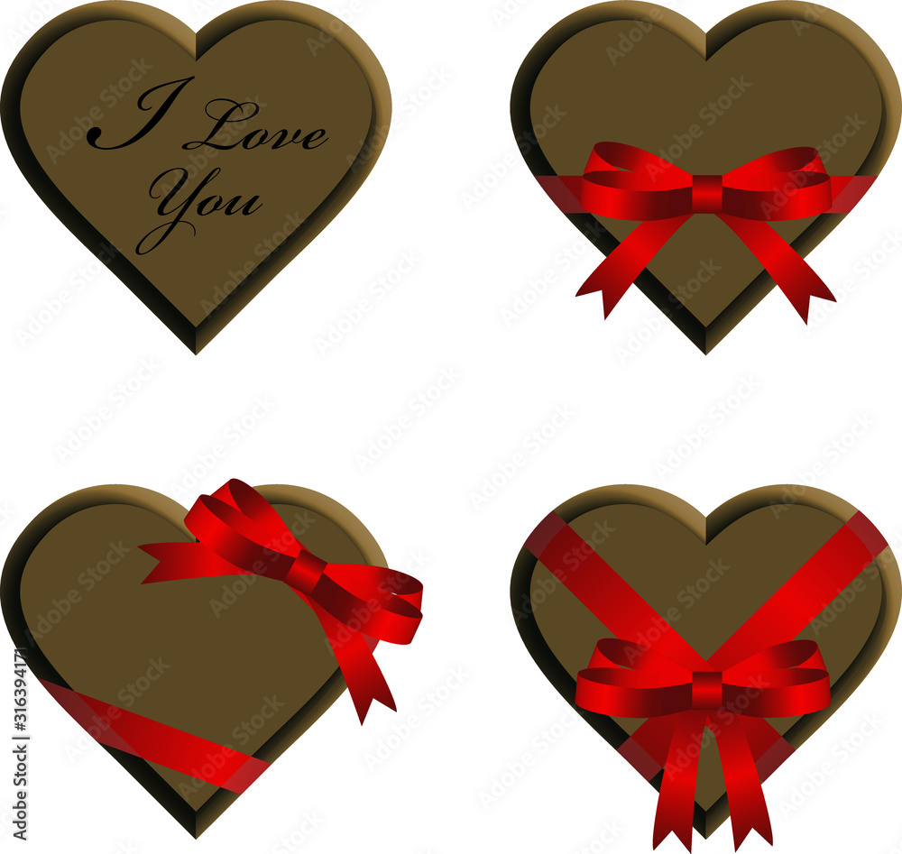 リボン付きハート型チョコレート フレームセット Stock Vector Adobe Stock リボン付きハート型チョコレート フレームセット Stock Vector Adobe Stock
