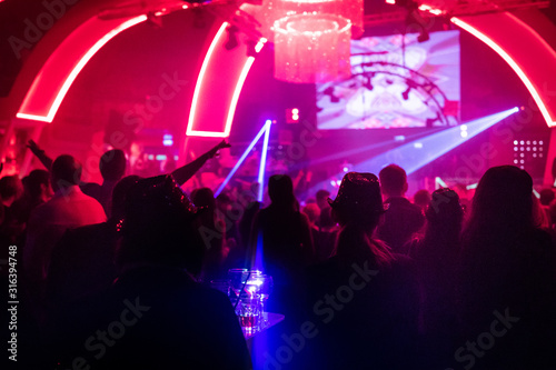laser dancing in night club