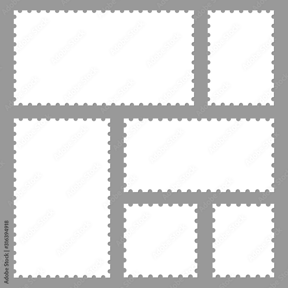 Blank set postage stamps collection. Vector illustration