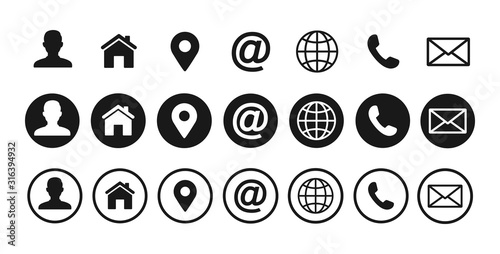 Contact us icons. Web icon set. Vector illustration.