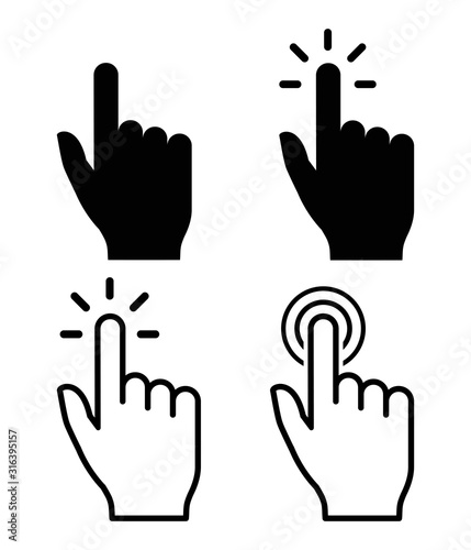 Vector hand cursors icons click set