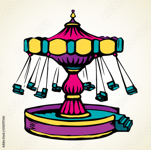 Attraction carousel. Vector doodle symbol