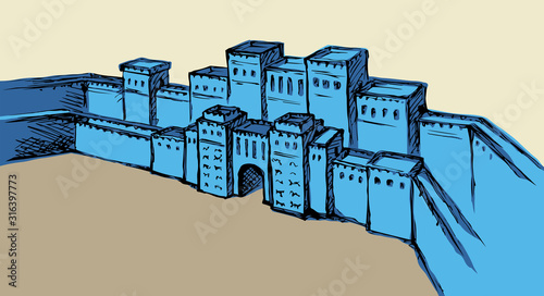 Babylonian Gate. Vector drawing scene