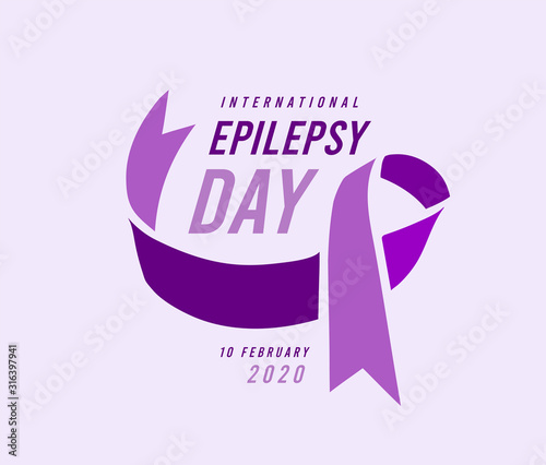 International epilepsy day with purple ribbon. Vector illustration