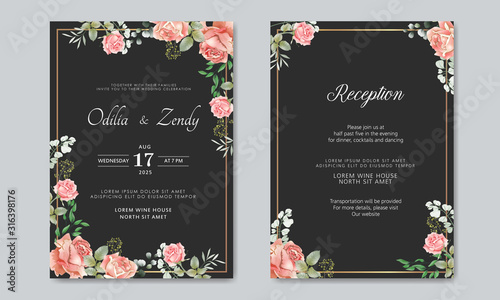 romantic and beautiful flower wedding cards invitation