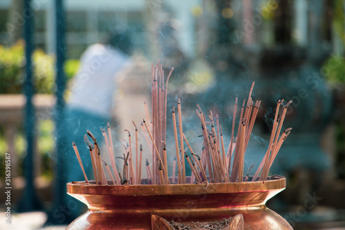 incense burner at tample in Pattaya