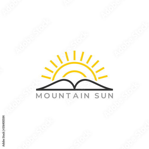 symbol of mountain sun rays geometric design vector © ismanto