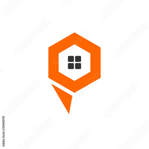 Foto symbol vector of letter p house polygon hexagonal simple geometric shape design