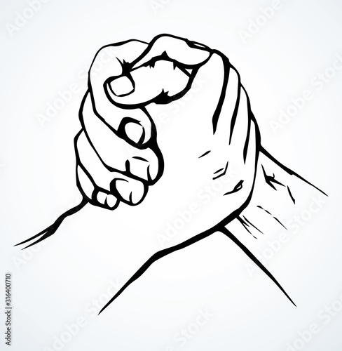 Hand wrestling contest. Vector drawing