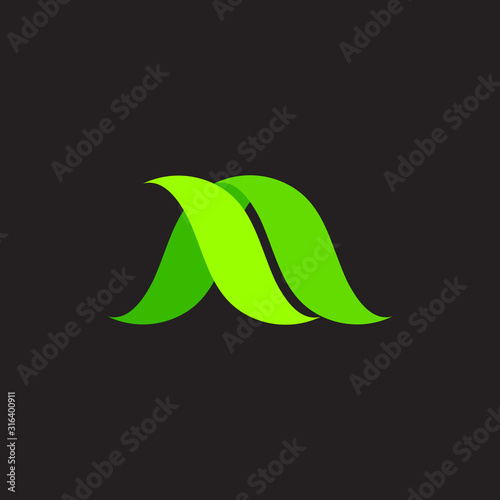 symbol vector of letter a simple curves leaf colors design