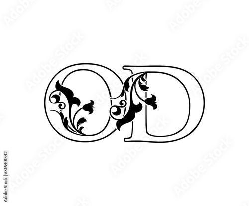 Classy Floral  O, D and OD Vintage Letter Logo Design