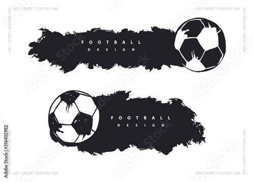 Abstract design with soccer ball, hand-drawing. Grunge style. Background for football.