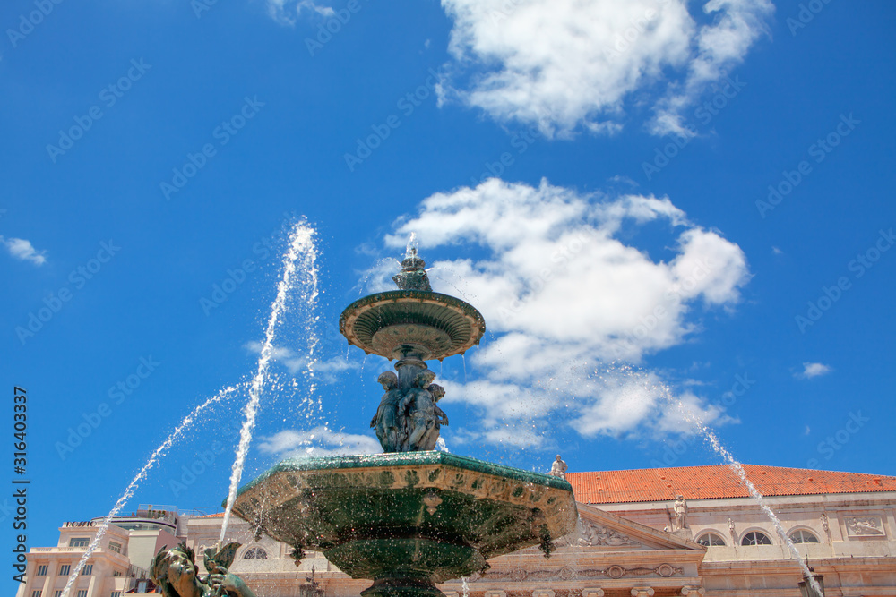 fountain of Dom Pedro square in Lisbon