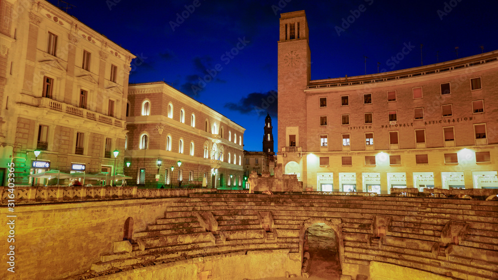 Roman Amphitheatre Lecce at night