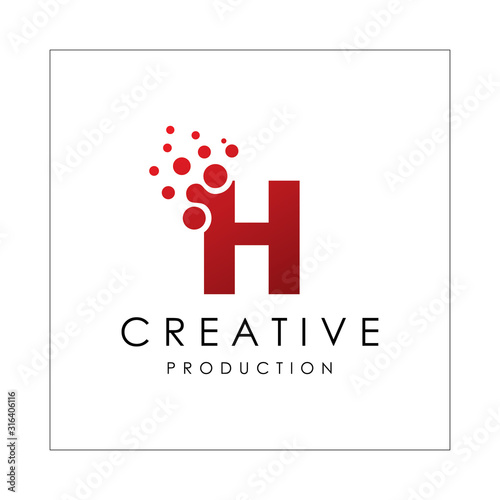 Letter H Dot Logo Vector, Dotted H Logo Design