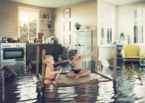 kids and flooding photo